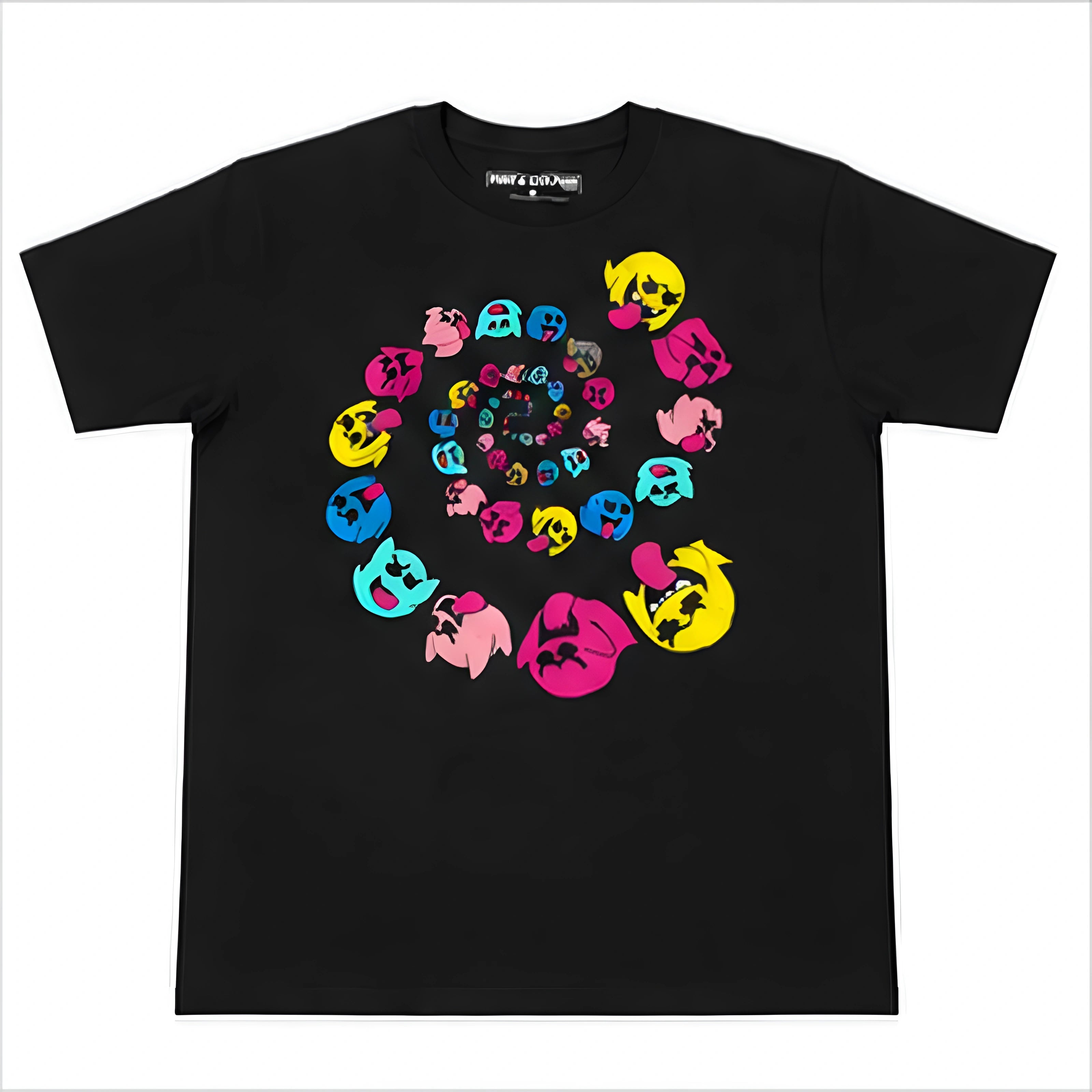 Pink + Dolphin Spiral Graphic T-Shirt - Black/Multicolor