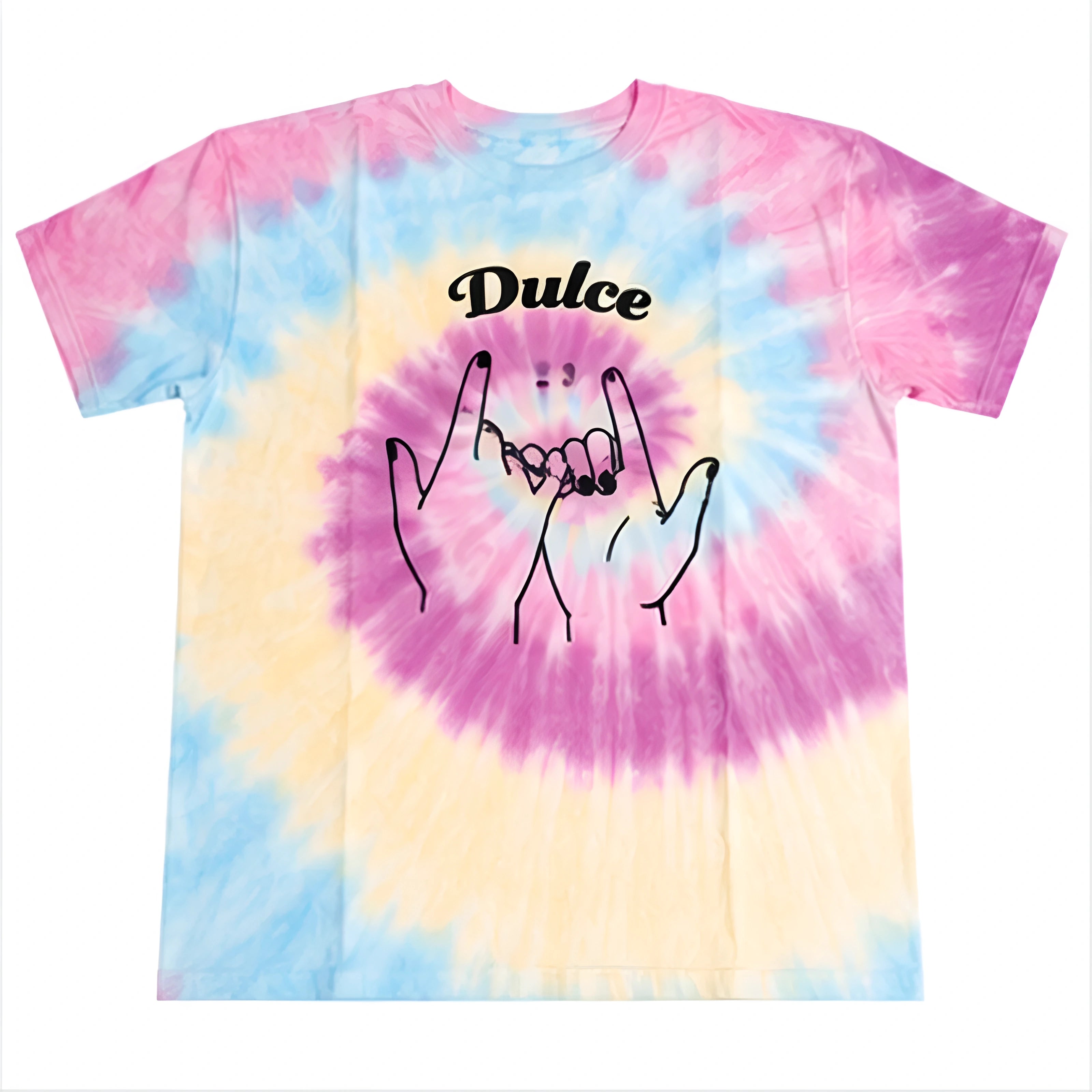 Dulce Hand Sign Tie-Dye Graphic T-Shirt - Multicolor