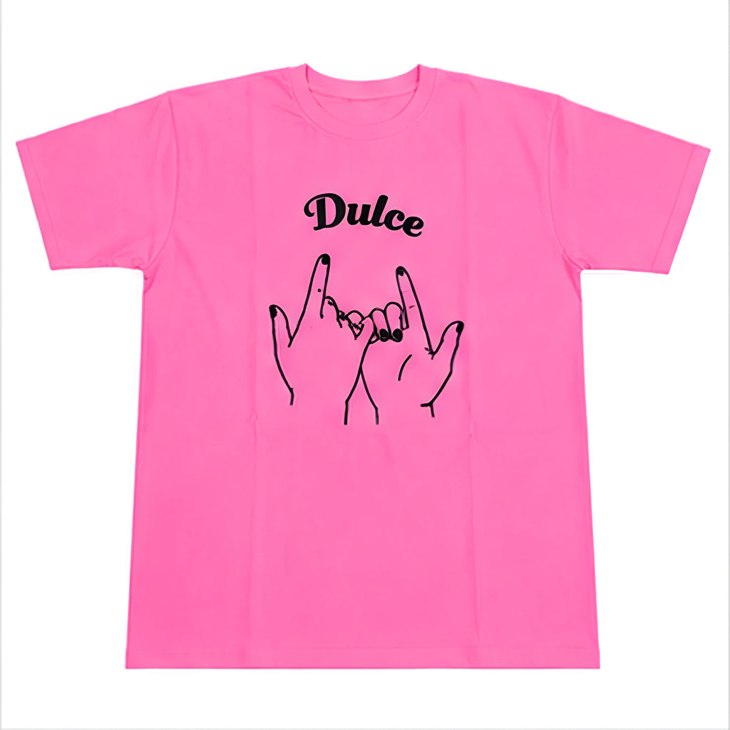 Dulce Hand Sign Graphic T-Shirt - Pink