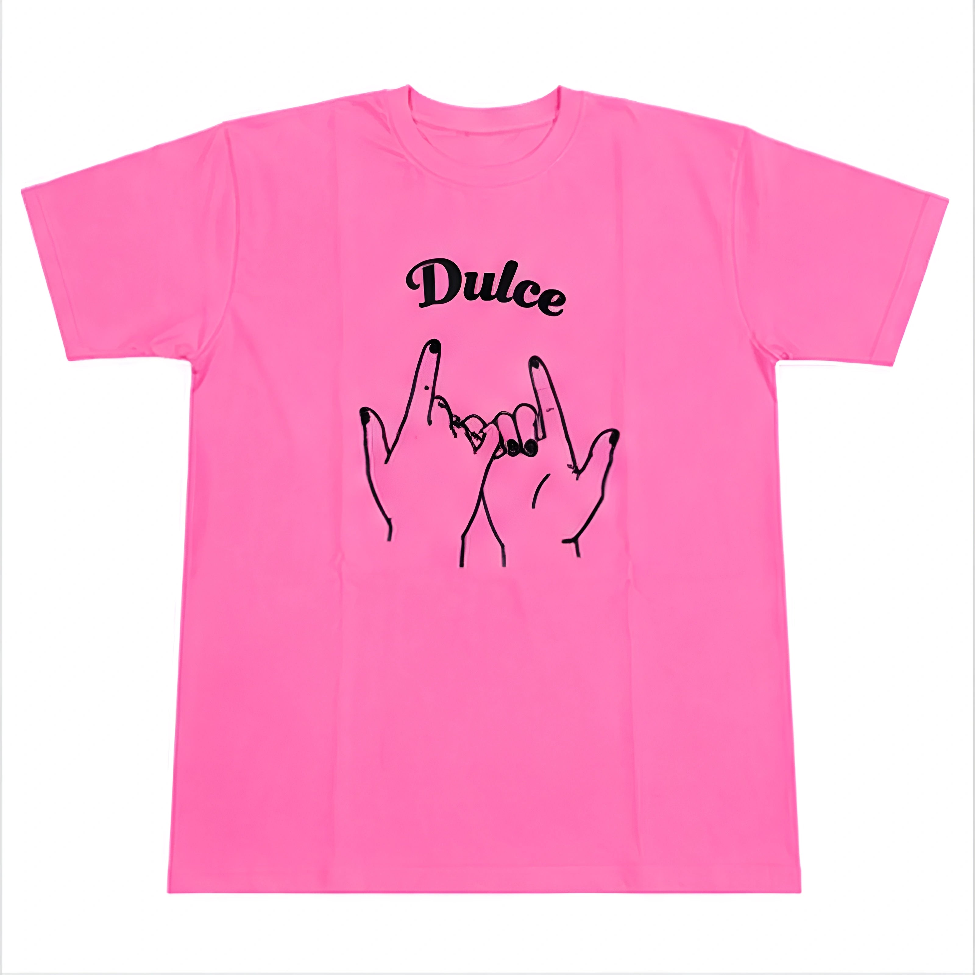 Dulce Hand Sign Graphic T-Shirt - Pink