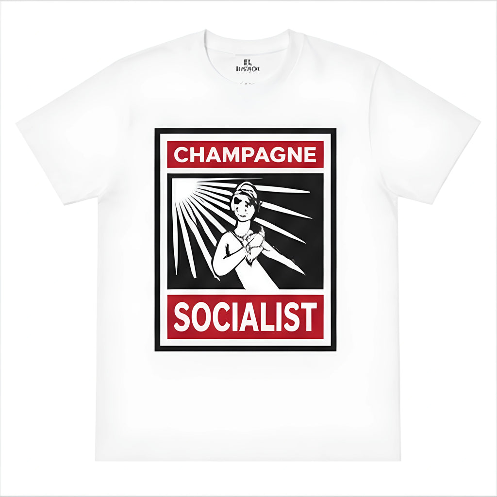 Group Chat Champagne Socialist Graphic T-Shirt - White