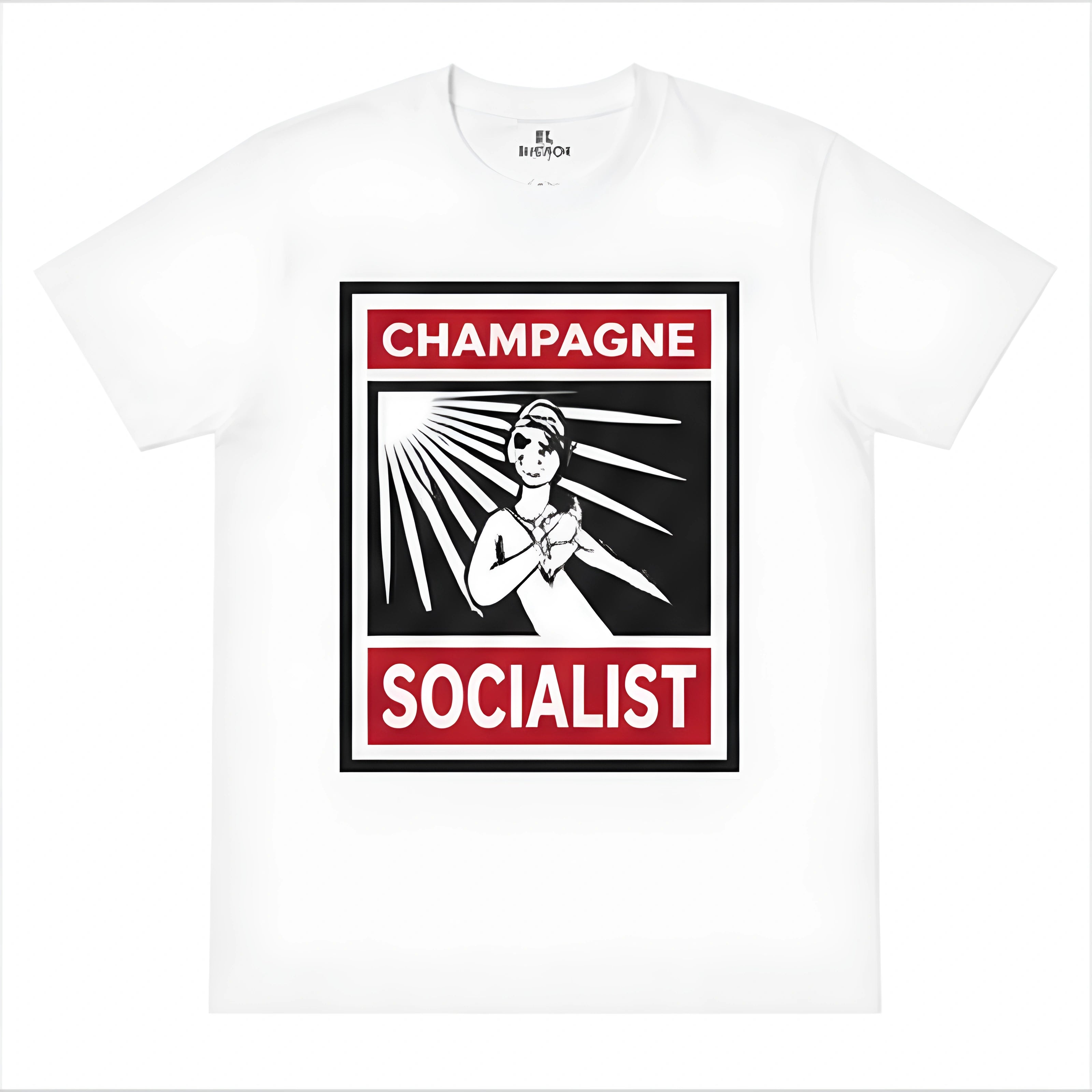Group Chat Champagne Socialist Graphic T-Shirt - White