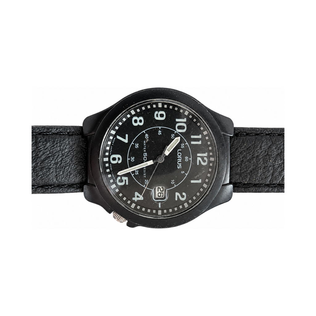 Vintage Lorus Classic Black Dial Quartz Watch — 50M