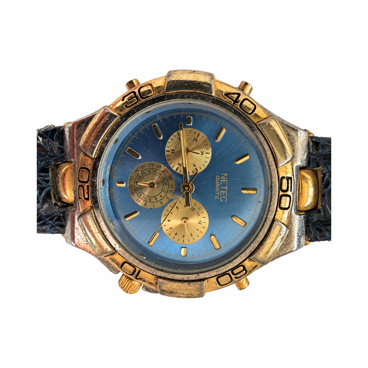 Vintage NETEC Quartz Chronograph Style Blue Dial Watch - Requires a Battery