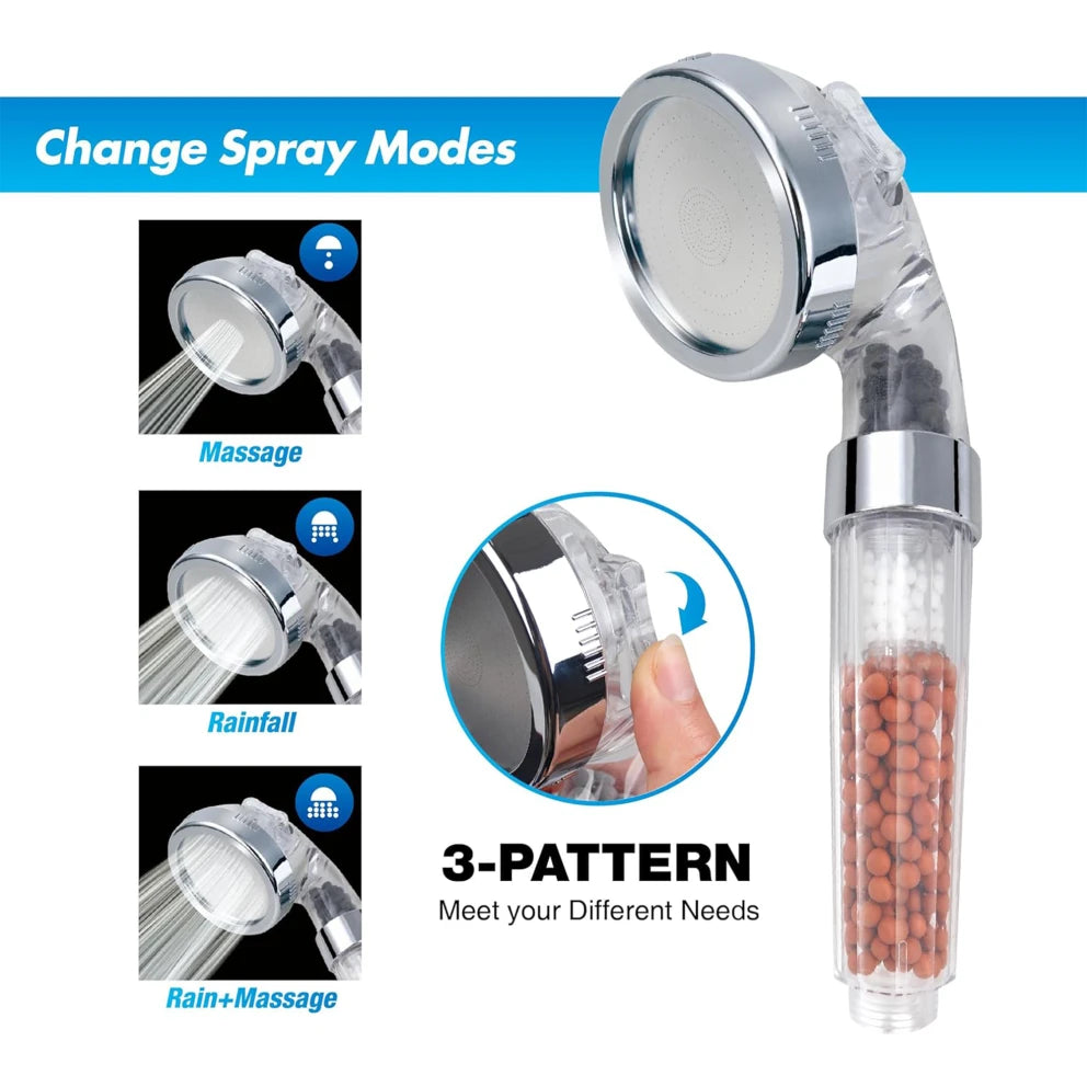 Aqua Guard High Pressure Filtered Shower Head with Mineral Stones